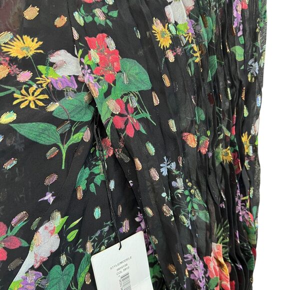 Amur Yael A line Dress In Black Floating Floral Size 2 - Picture 6 of 16